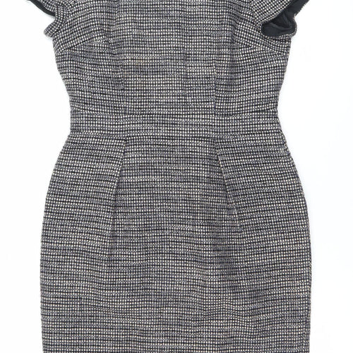 Boden Women’s Black Check Sheath Dress UK 10 Knee Length Sleeveless
