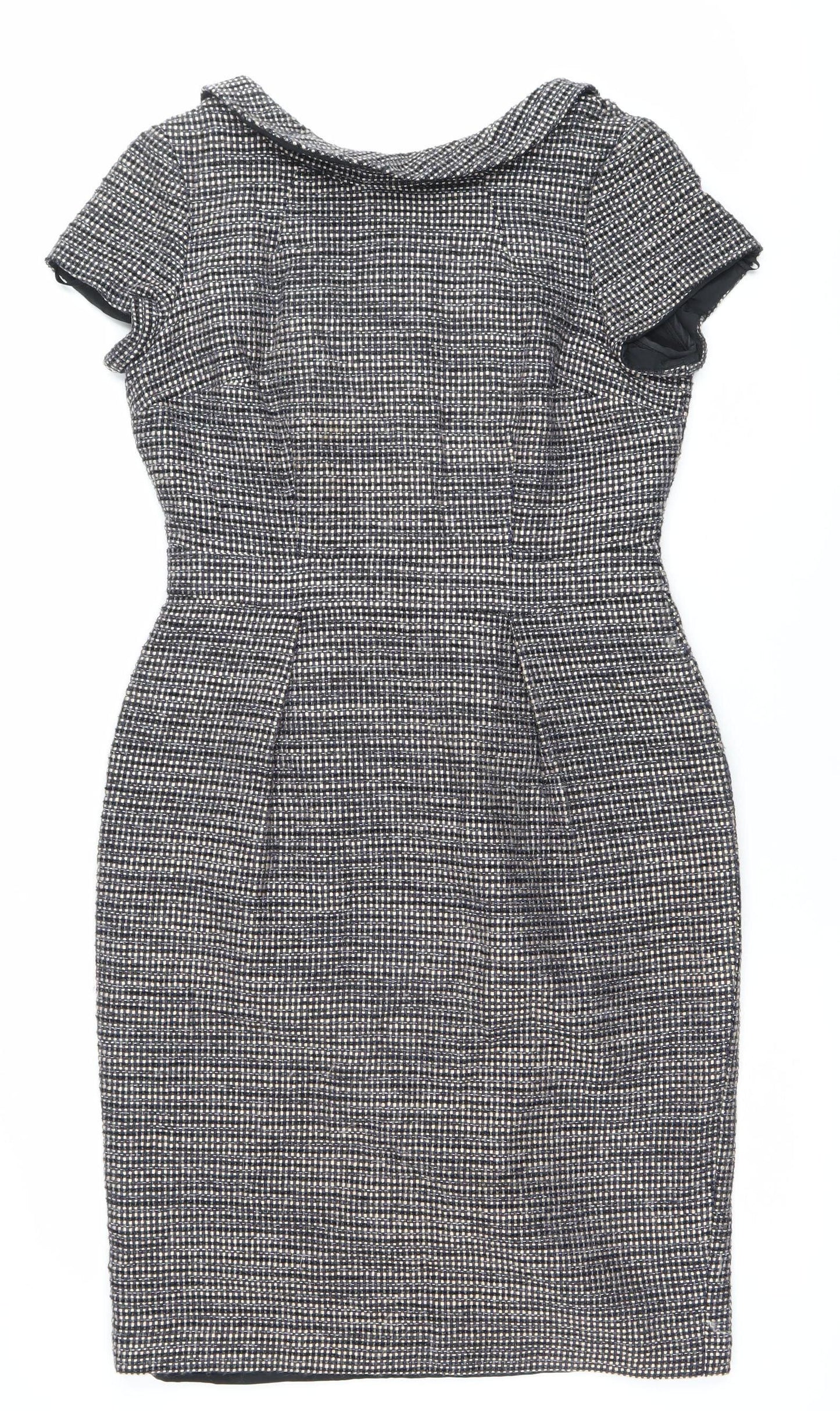 Boden Women’s Black Check Sheath Dress UK 10 Knee Length Sleeveless