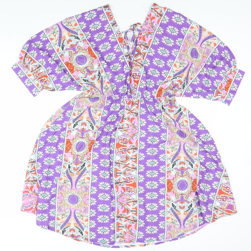 Copperrose Women’s Multicoloured S A-Line V-Neck Kimono Sleeve Dress