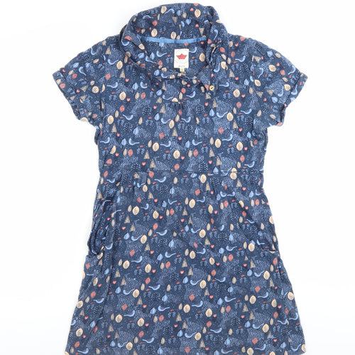 Faithful & True Women's Blue Animal Print Collared Shirt Dress Size 12