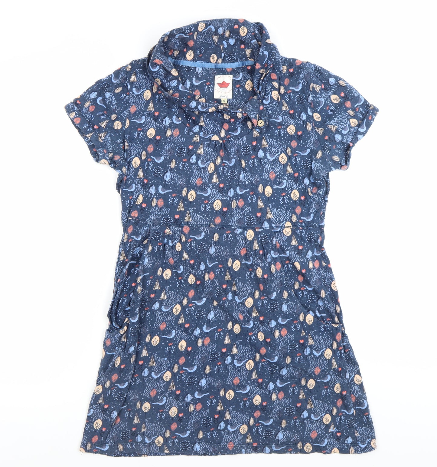 Faithful & True Women's Blue Animal Print Collared Shirt Dress Size 12