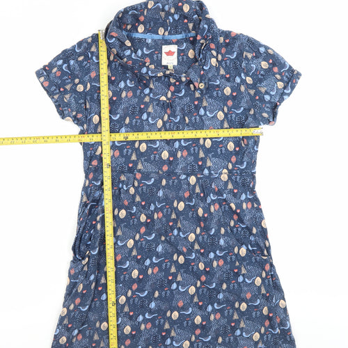 Faithful & True Women's Blue Animal Print Collared Shirt Dress Size 12