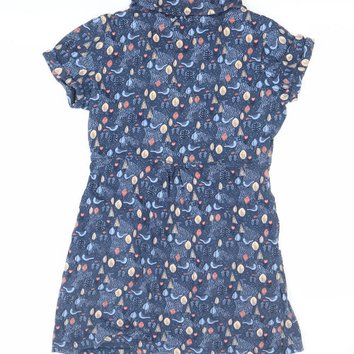 Faithful & True Women's Blue Animal Print Collared Shirt Dress Size 12