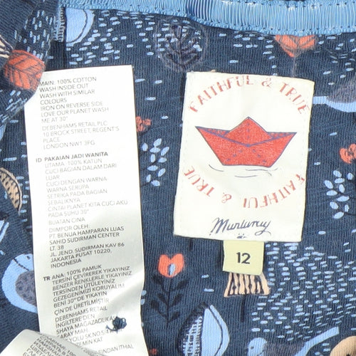 Faithful & True Women's Blue Animal Print Collared Shirt Dress Size 12