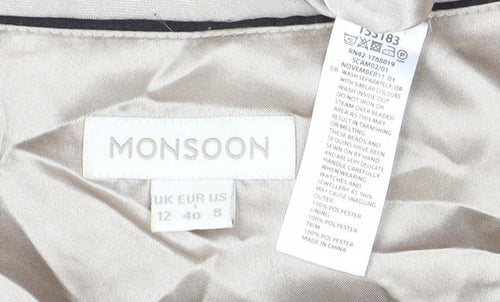 Monsoon Women’s Beige Sheath Knee Length Dress Size 12 Floral