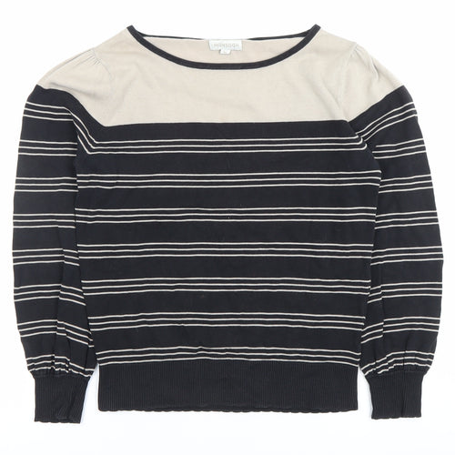 Monsoon Women's Black Striped Boat Neck Jumper Size M