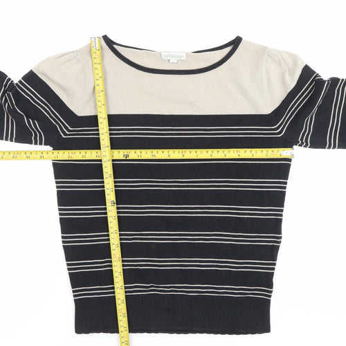 Monsoon Women's Black Striped Boat Neck Jumper Size M