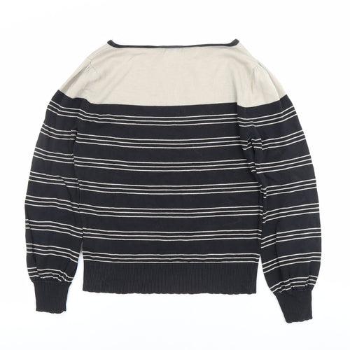 Monsoon Women's Black Striped Boat Neck Jumper Size M