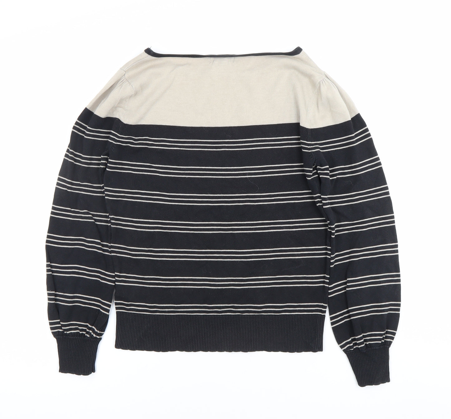 Monsoon Women's Black Striped Boat Neck Jumper Size M