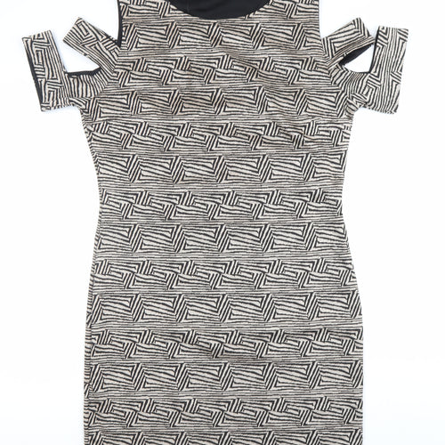 River Island Women’s Black Geometric Bodycon Dress Size 16