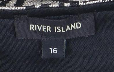 River Island Women’s Black Geometric Bodycon Dress Size 16
