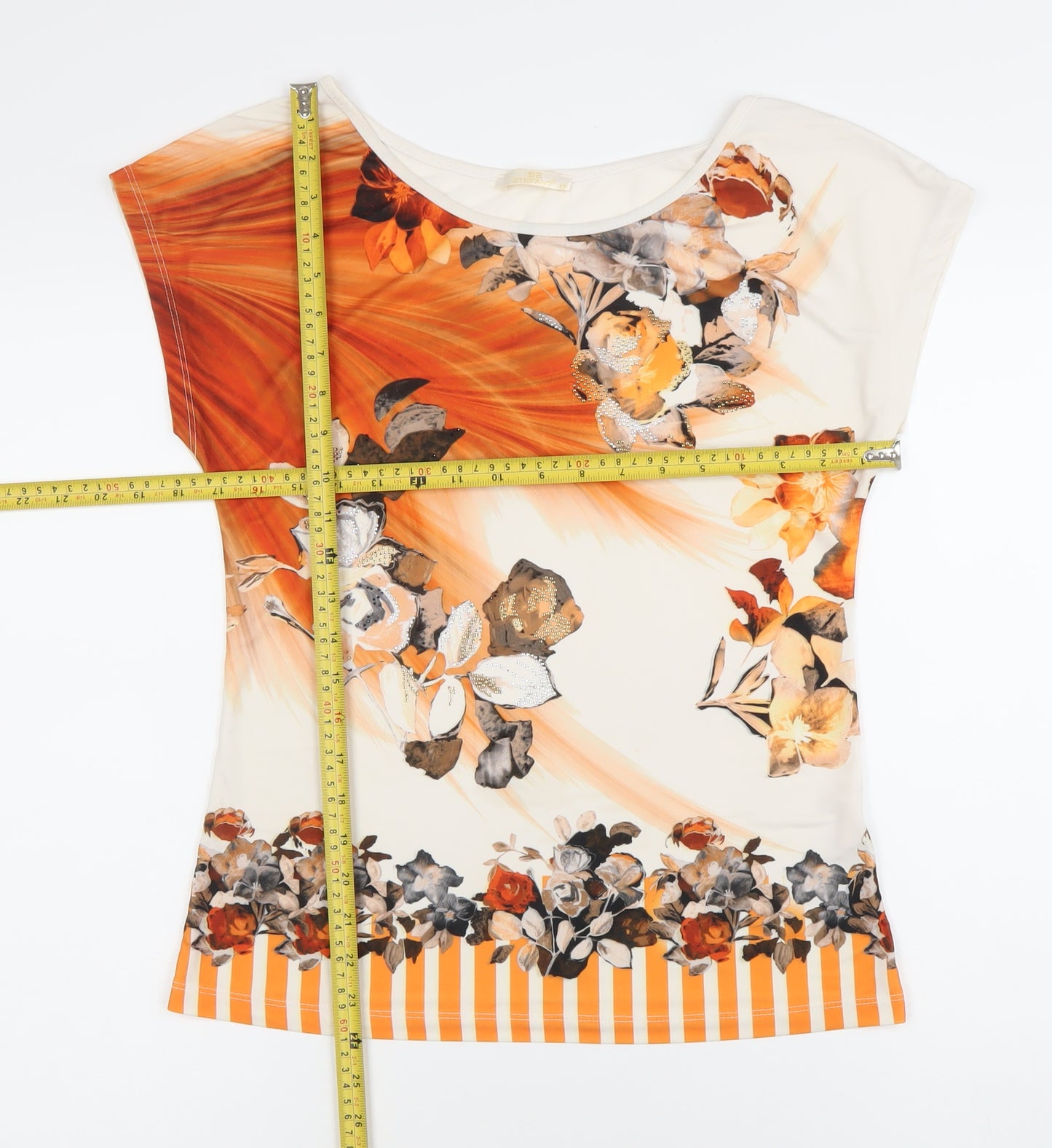 Stefano Women's Multicoloured Floral Sequin T-Shirt Size 14