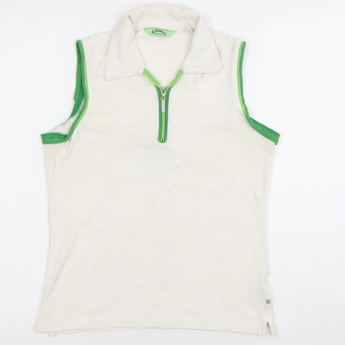 Callaway Women’s White Green Sleeveless Polo Shirt M Sports Golf Summer