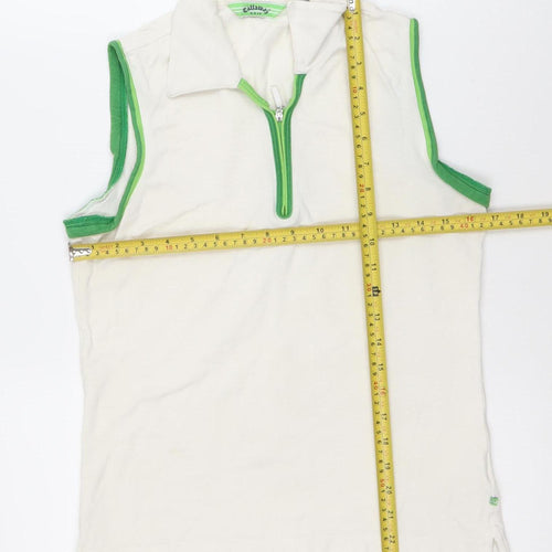 Callaway Women’s White Green Sleeveless Polo Shirt M Sports Golf Summer