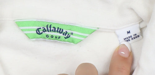 Callaway Women’s White Green Sleeveless Polo Shirt M Sports Golf Summer