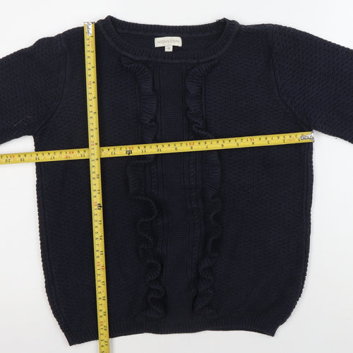 Monsoon Women's Blue Cable-Knit Ruffle Pullover Jumper M