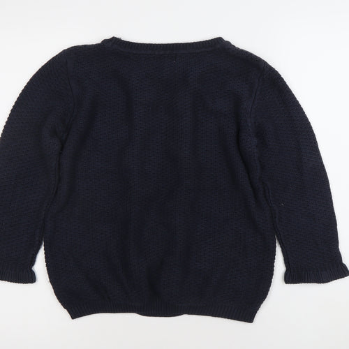 Monsoon Women's Blue Cable-Knit Ruffle Pullover Jumper M