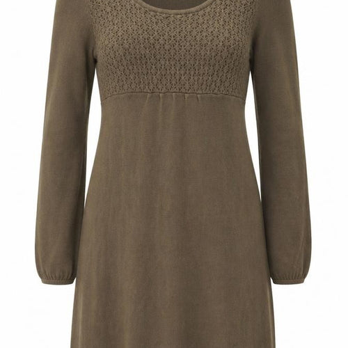 Ethical Aesthetics Women’s Brown M Jumper Dress Scoop Neck Long Sleeve
