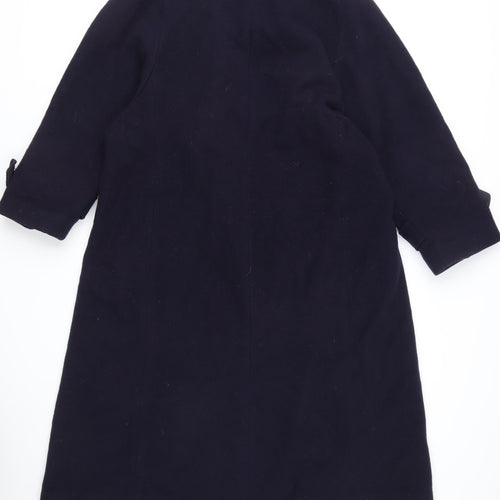 Planet Women's Blue Wool Long Pea Coat Petites Regular Fit