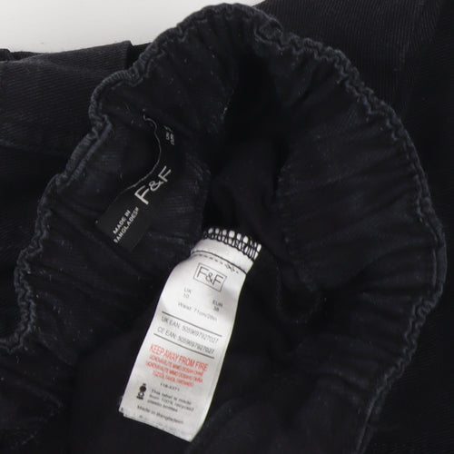 F&F Women’s Black Straight Leg Jeans Size 10 Regular Elastic Waist