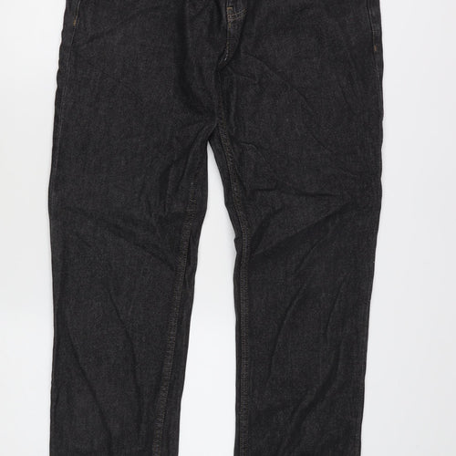 George Men's Black 32W 30L Straight Leg Denim Jeans