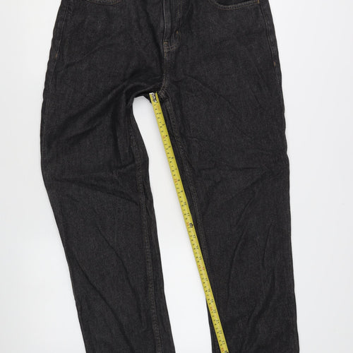 George Men's Black 32W 30L Straight Leg Denim Jeans