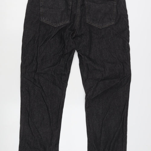 George Men's Black 32W 30L Straight Leg Denim Jeans
