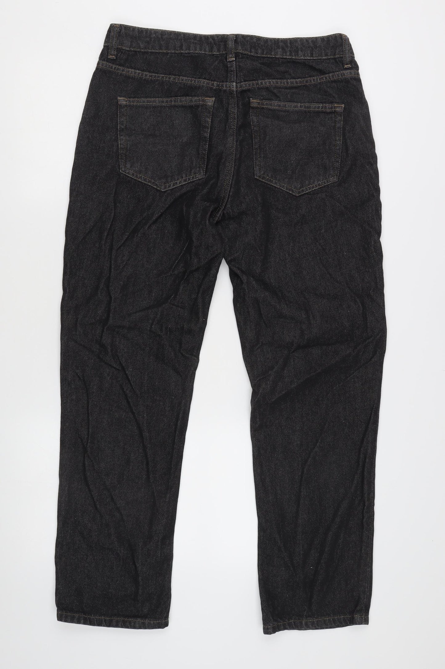 George Men's Black 32W 30L Straight Leg Denim Jeans