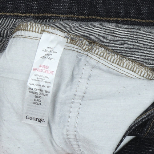 George Men's Black 32W 30L Straight Leg Denim Jeans