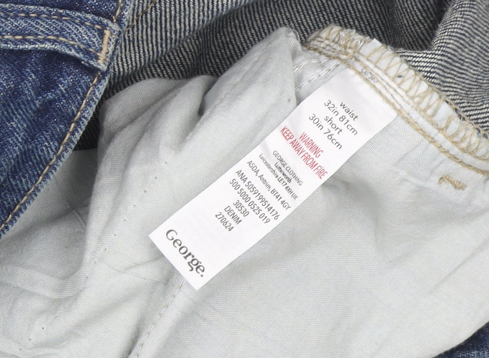 George Men’s Blue 32x30 Straight Leg Denim Jeans Regular Fit