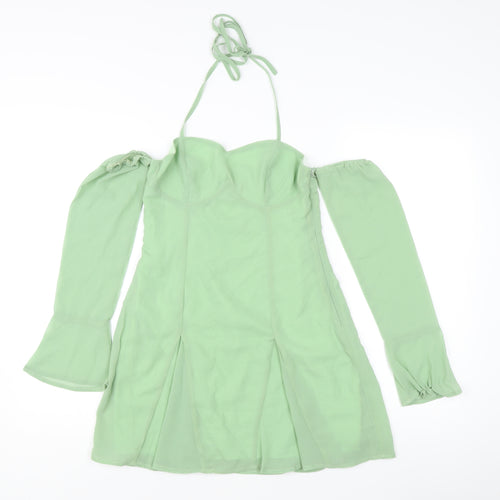 PrettyLittleThing Women’s Green Chiffon Sweetheart Halter Blouse Size 6