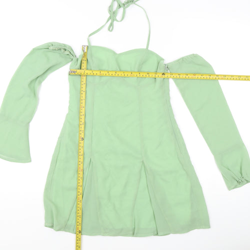 PrettyLittleThing Women’s Green Chiffon Sweetheart Halter Blouse Size 6