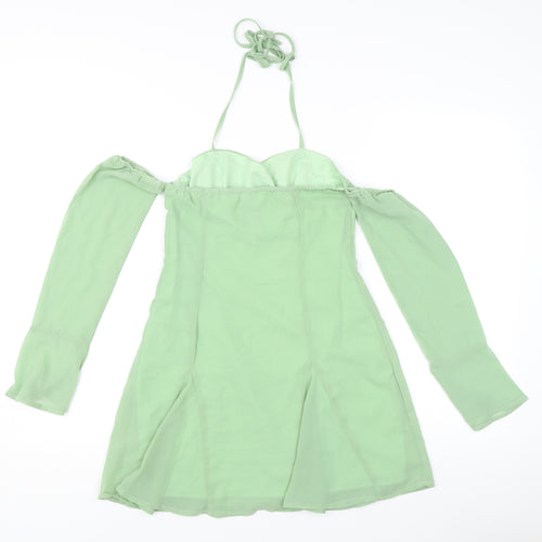 PrettyLittleThing Women’s Green Chiffon Sweetheart Halter Blouse Size 6