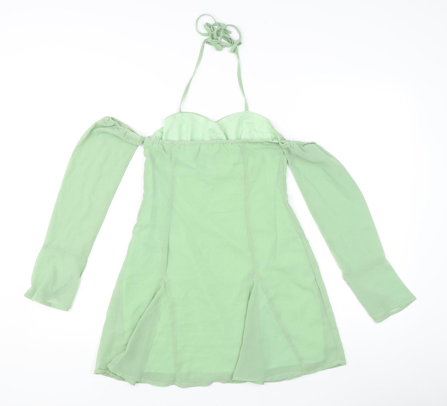 PrettyLittleThing Women’s Green Chiffon Sweetheart Halter Blouse Size 6