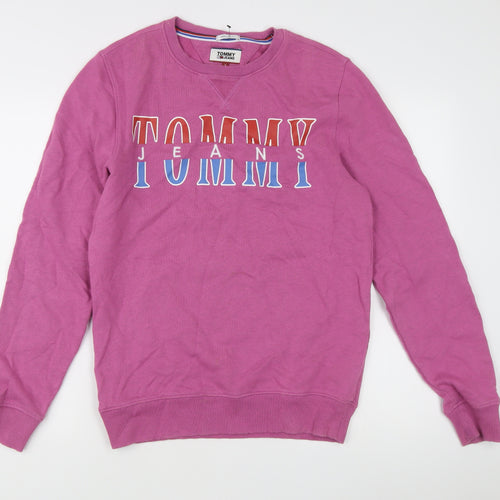 Tommy Jeans Women's Pink Logo Crew Neck Pullover Sweatshirt Size S