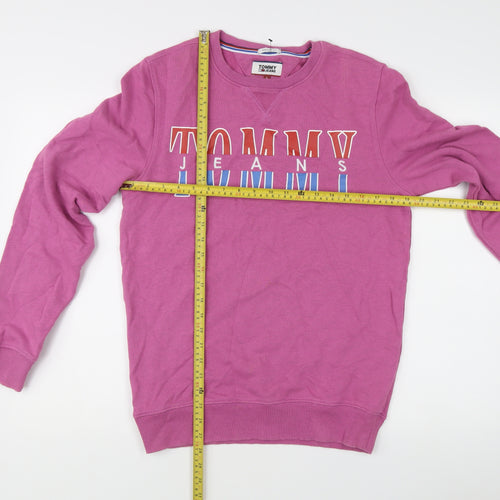 Tommy Jeans Women's Pink Logo Crew Neck Pullover Sweatshirt Size S