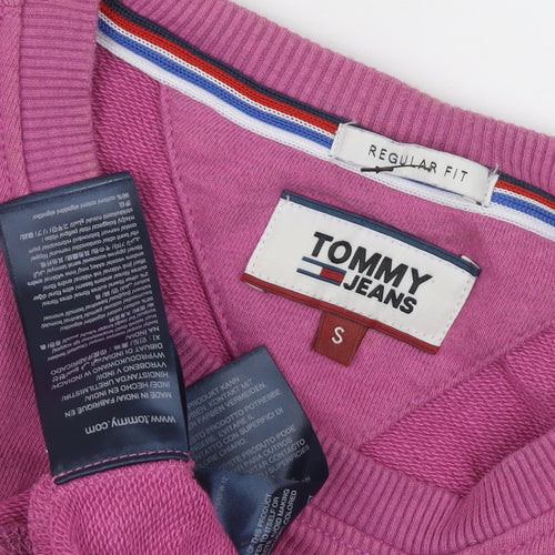 Tommy Jeans Women's Pink Logo Crew Neck Pullover Sweatshirt Size S