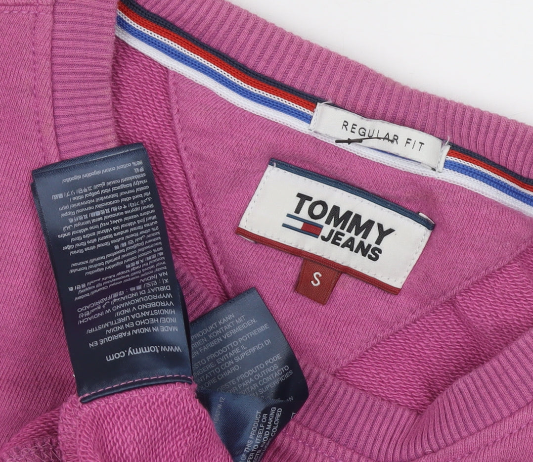 Tommy Jeans Women's Pink Logo Crew Neck Pullover Sweatshirt Size S