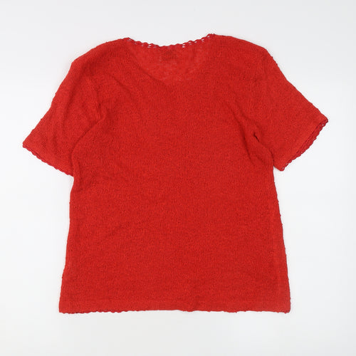 Roman Originals Women's Red Floral Embroidered Knit Jumper L