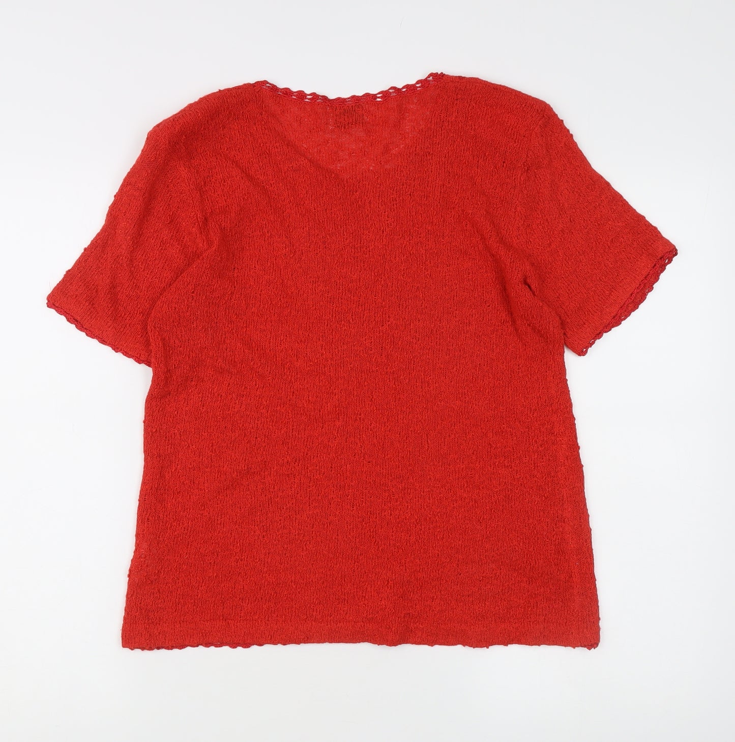 Roman Originals Women's Red Floral Embroidered Knit Jumper L