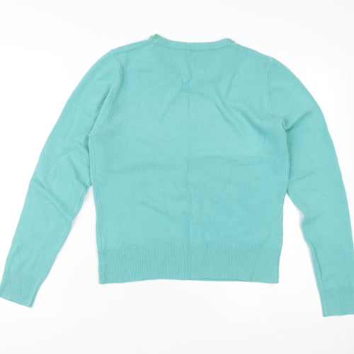 Elise Austen Women's Green Medium Pullover Jumper with Beaded Neck