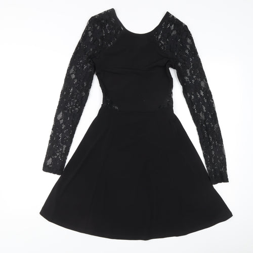 H&M Women’s Black Size 6 Fit & Flare Lace Cut Out Party Dress