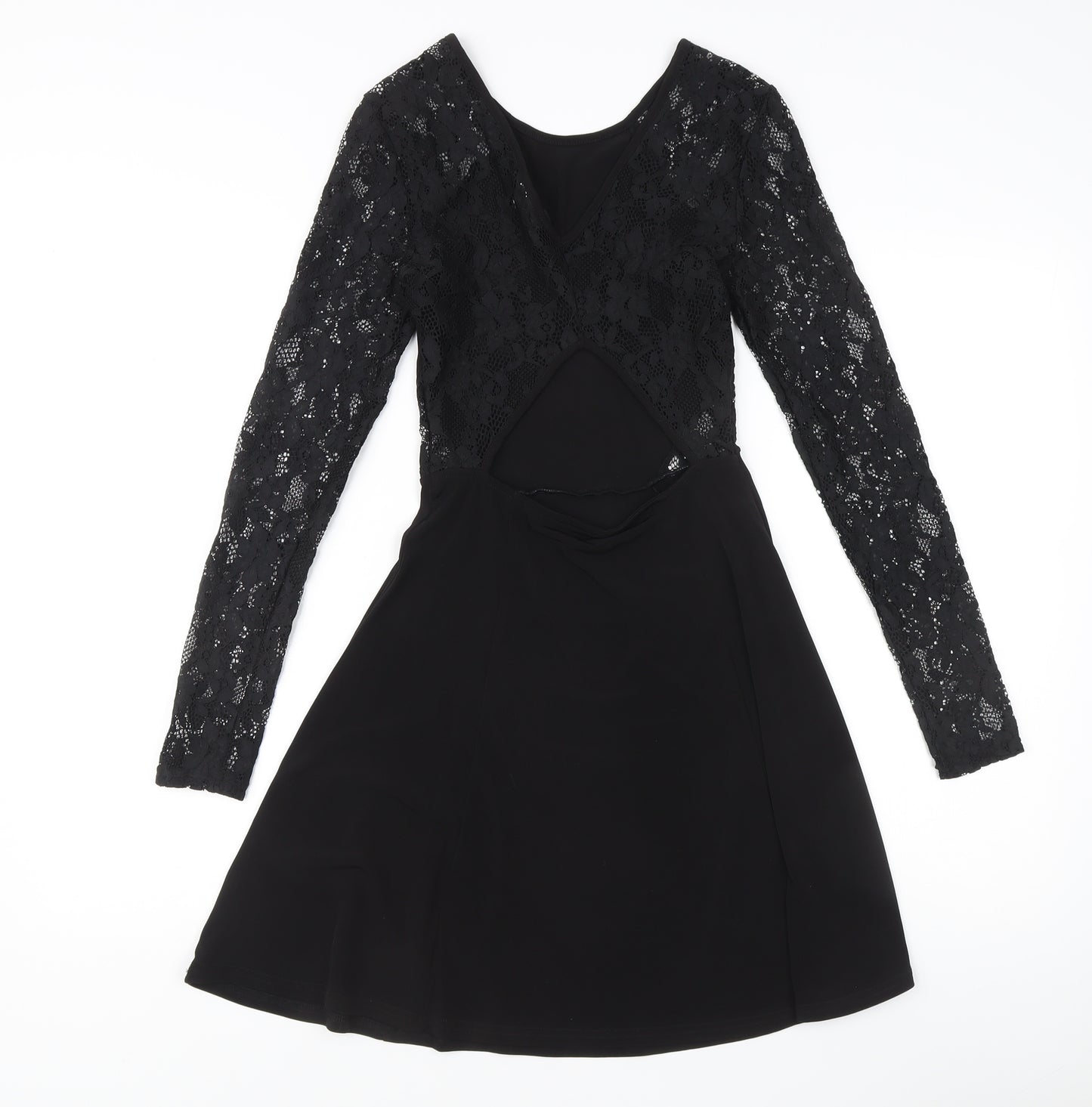 H&M Women’s Black Size 6 Fit & Flare Lace Cut Out Party Dress