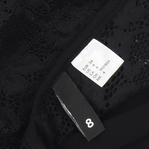H&M Women’s Black Size 6 Fit & Flare Lace Cut Out Party Dress