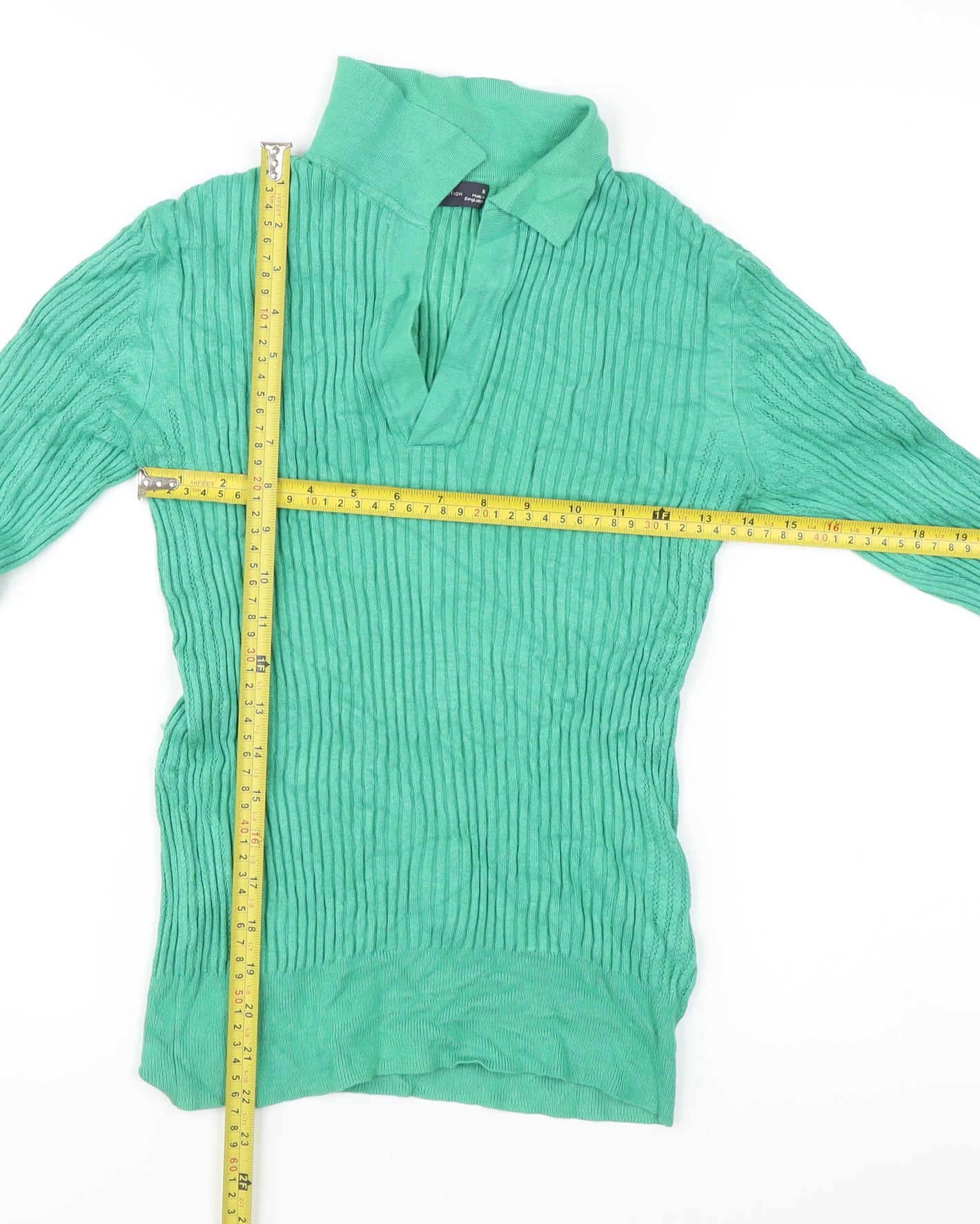 Marks and Spencer Womens Green Size 10 Pullover V-Neck Jumper