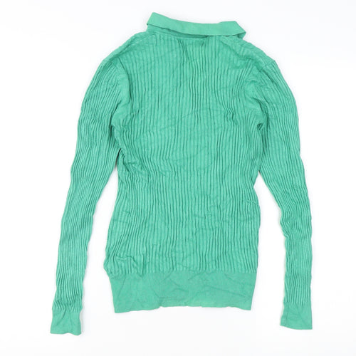 Marks and Spencer Womens Green Size 10 Pullover V-Neck Jumper