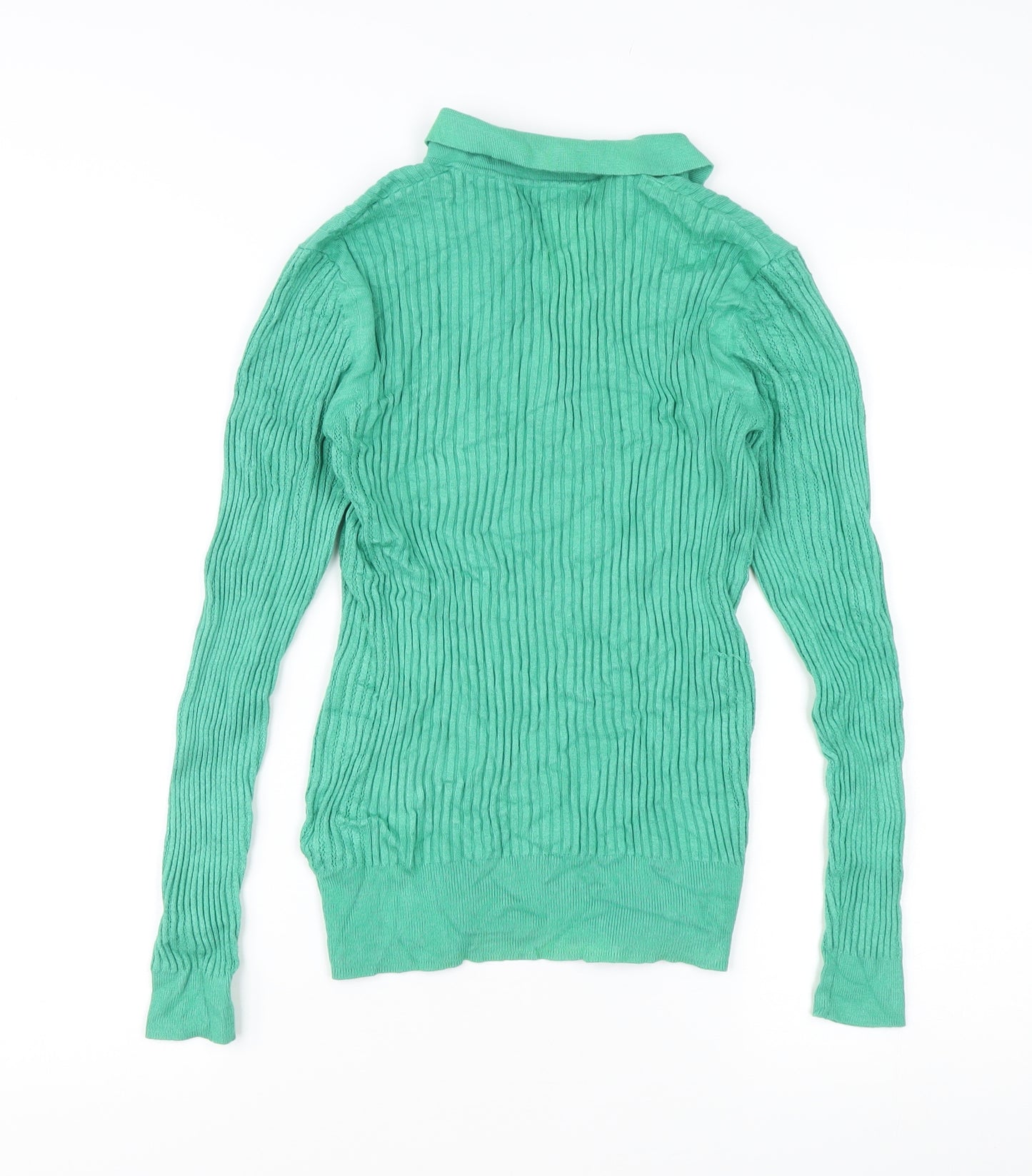 Marks and Spencer Womens Green Size 10 Pullover V-Neck Jumper