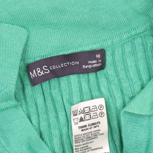 Marks and Spencer Womens Green Size 10 Pullover V-Neck Jumper