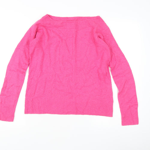 Hush Women's Pink Boat Neck Cotton Knit Jumper Size S