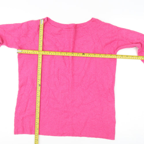 Hush Women's Pink Boat Neck Cotton Knit Jumper Size S